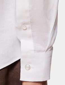 Slim Fit White Linen Safari Shirt