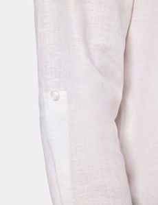 Slim Fit White Linen Safari Shirt
