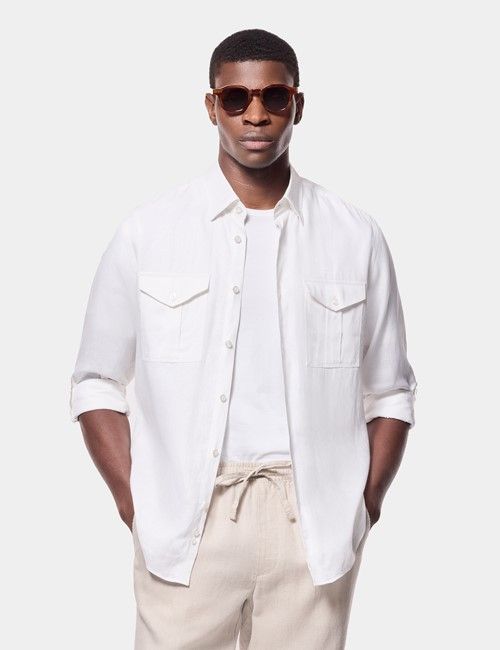 Stone Linen Drawstring Trousers - Machine Washable