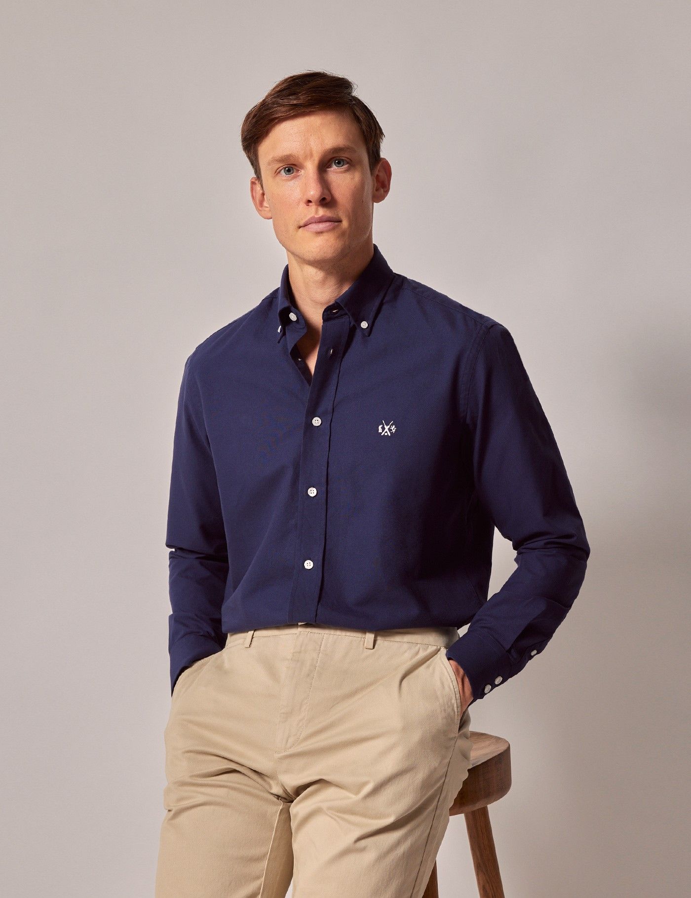 Navy Oxford Shirt - Button Down Collar - Lord's Limited Edition | Hawes ...