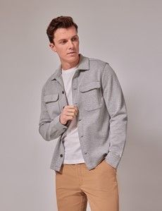 Grey Textured Overshirt-preview7