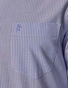 Blue & White Stripe Oxford Shirt - Button Down Collar-preview3