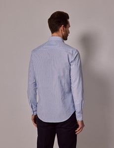 Blue & White Stripe Oxford Shirt - Button Down Collar-preview4