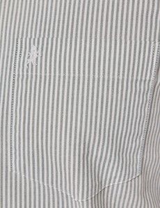 Green & White Stripe Oxford Shirt - Button Down Collar-preview2