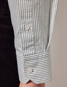 Green & White Stripe Oxford Shirt - Button Down Collar-preview4