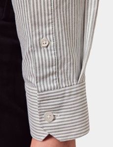 Regular Fit Green & White Stripe Washed Oxford Shirt-preview4