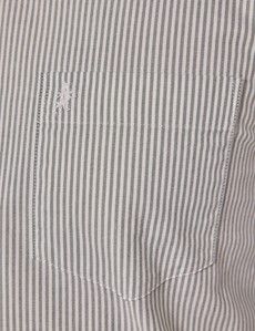 Regular Fit Green & White Stripe Washed Oxford Shirt-preview2