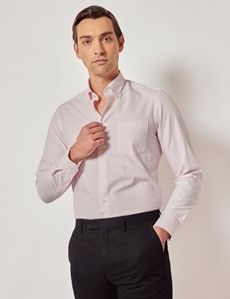 Pink & White Stripe Oxford Shirt - Button Down Collar
