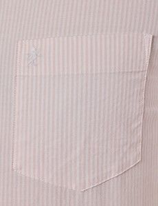 Pink & White Stripe Oxford Shirt - Button Down Collar-preview2