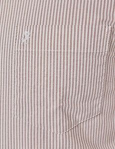 White & Brown Stripe Oxford Shirt - Button Down Collar-preview2