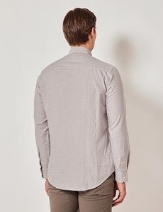 White & Brown Stripe Oxford Shirt - Button Down Collar-preview3