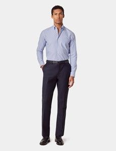 Regular Fit Light Blue & White Stripe Pin Point Washed Oxford Shirt