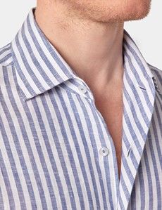 Slim Fit Navy & White Stripe Linen Shirt