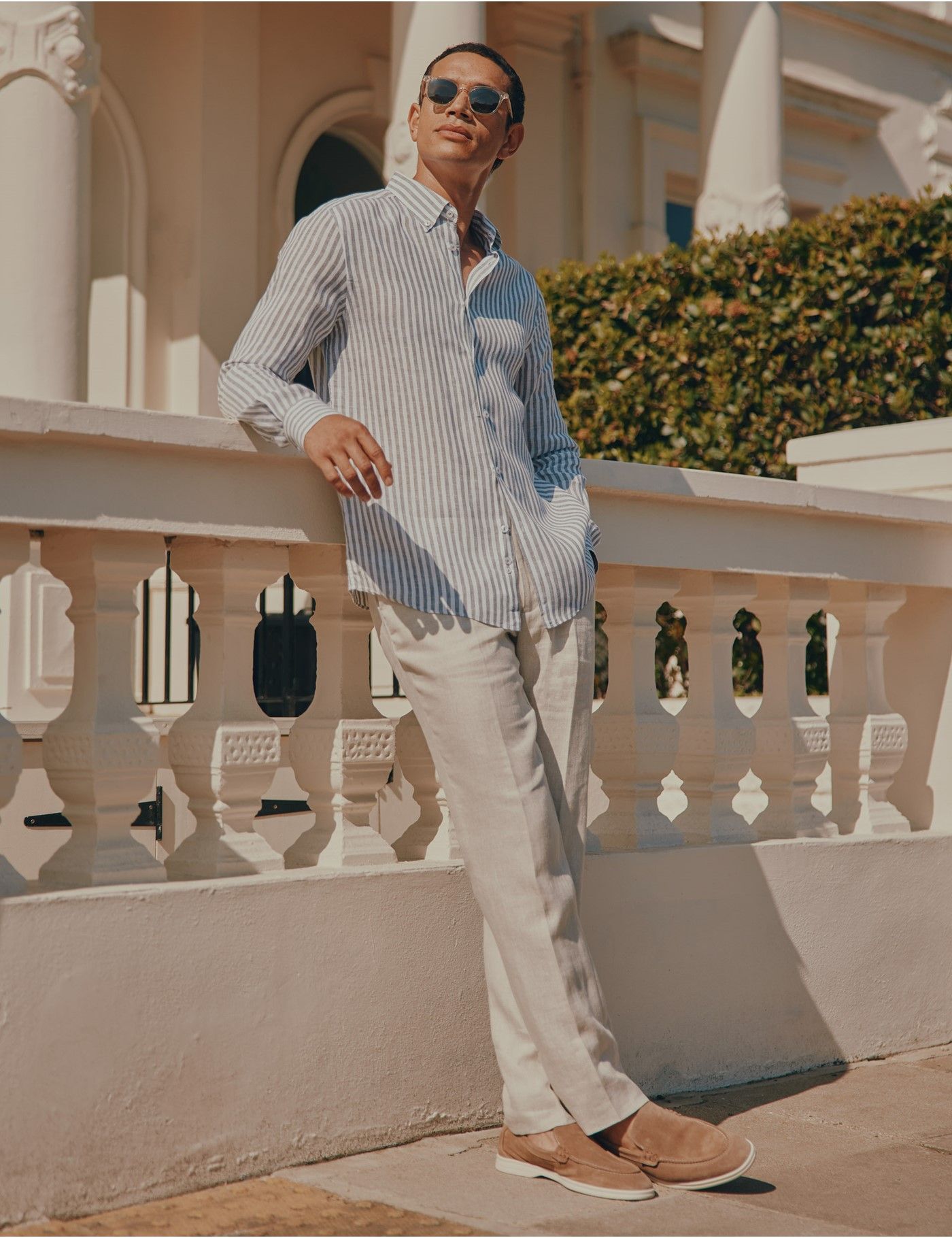 Slim Fit Navy & White Stripe Shirt-preview