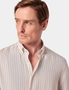 Slim Fit Beige & White Stripe Shirt-preview2