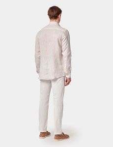 Slim Fit Beige & White Stripe Shirt-preview4