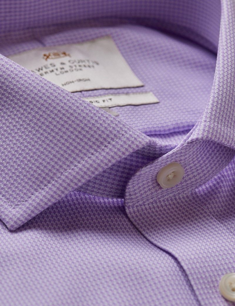 Classic Fit Lilac & White Dogtooth Non-Iron Shirt