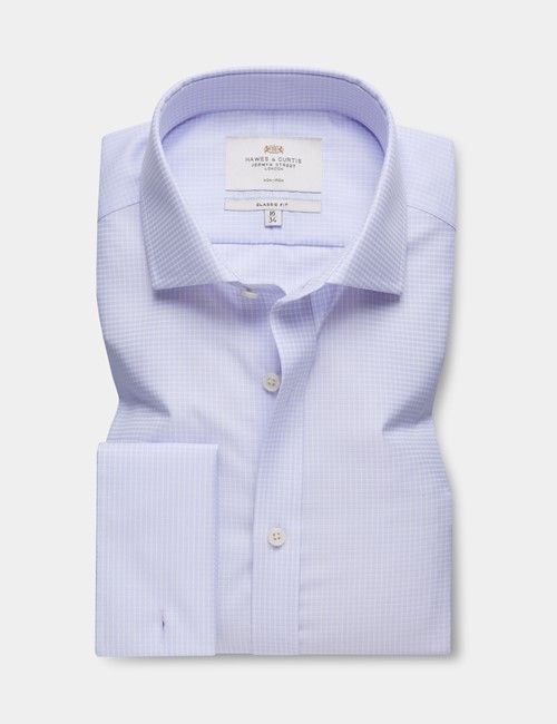 Non-Iron Lilac & White Small Check Classic Fit Shirt - Windsor Collar-preview