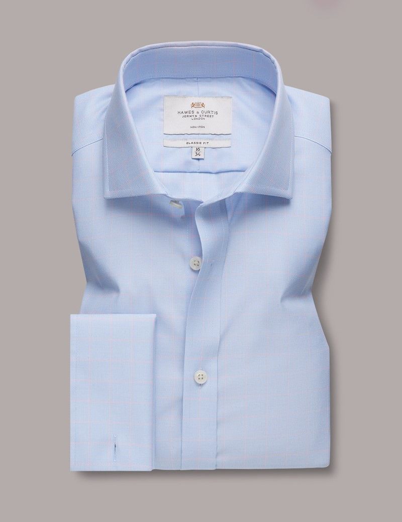 Classic Fit Blue & Pink Plaid Non-Iron Shirt-preview