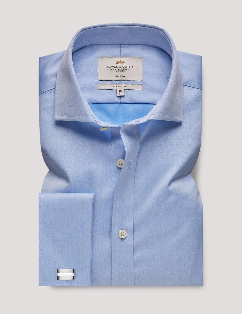 Classic Fit Blue Twill Non-Iron Shirt-preview