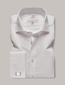 Non-Iron White Twill Classic Shirt - Windsor Collar - Double Cuff-preview1