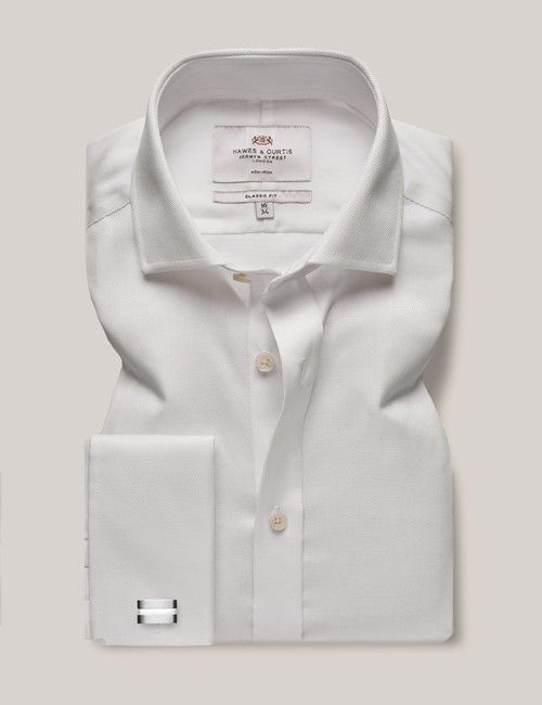 Non-Iron White Pique Classic Shirt - Windsor Collar - French Cuff-preview