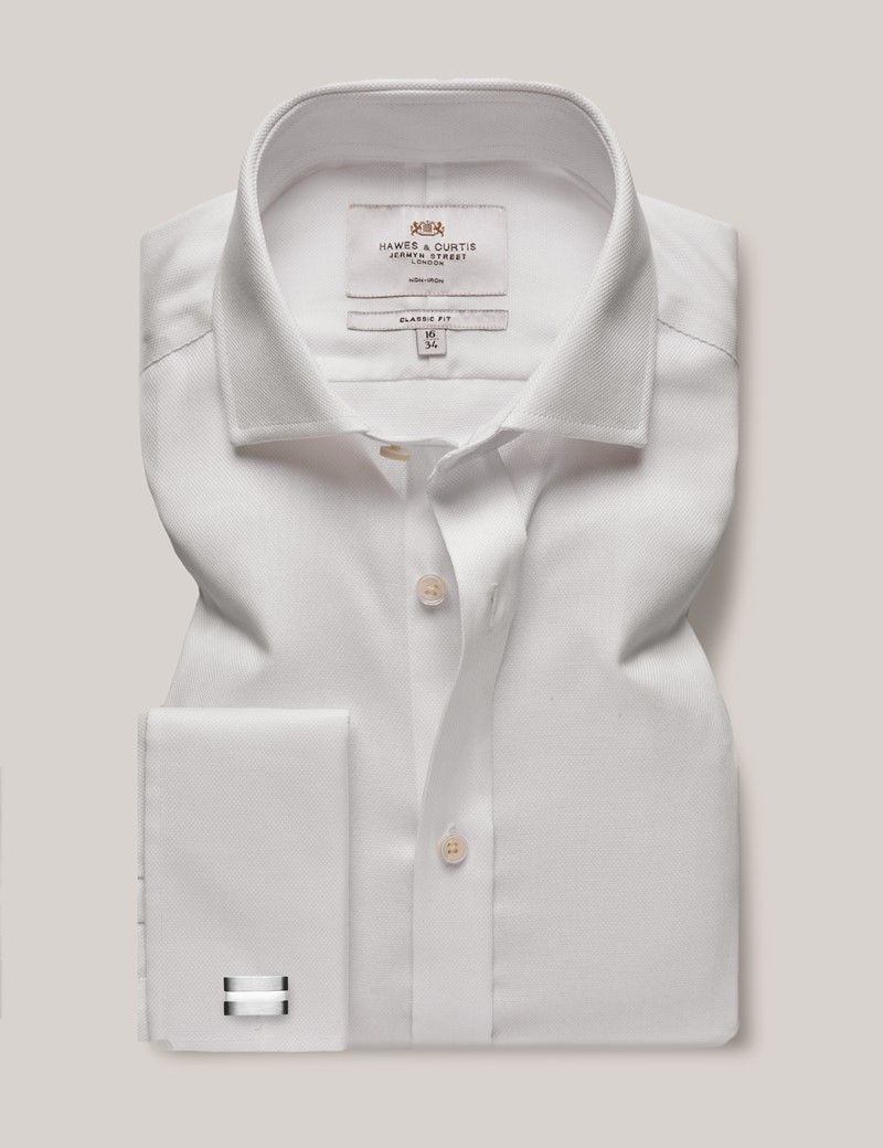 Classic Fit White Pique Non-Iron Shirt-preview