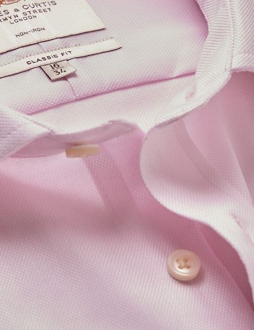 Non-Iron Pink Pique Classic Shirt - Windsor Collar - French Cuff