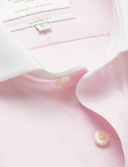 Pink & White Fabric Interest Classic Fit Shirt With Windsor Collar - French Cuffs-preview