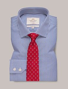 Non-Iron Navy & White Gingham Classic Shirt-preview2