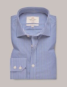 Non-Iron Navy & White Gingham Classic Shirt-preview1