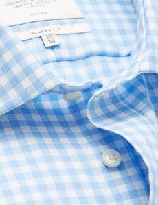 Non Iron Blue & White Check Classic Shirt