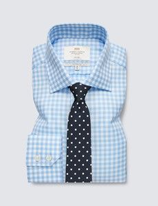 Non Iron Blue & White Check Classic Shirt-preview2