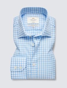 Non Iron Blue & White Check Classic Shirt-preview1