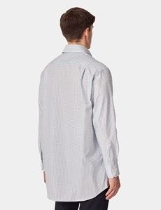 Non-Iron Navy & Blue Check Pin Point Oxford Shirt - Button Down Collar - Classic Fit