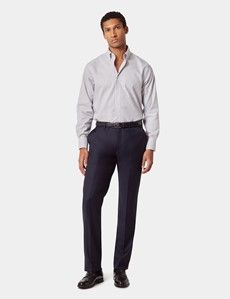 Classic Fit Navy & Red Check Pin Point Non-Iron Oxford Shirt