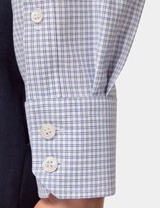 Classic Fit Blue & White Check Pin Point Non-Iron Oxford Shirt