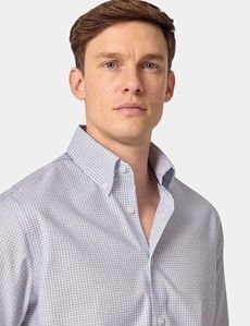 Classic Fit Blue & White Check Pin Point Non-Iron Oxford Shirt