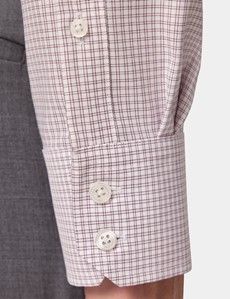 Classic Fit Red & White Check Pin Point Non-Iron Oxford Shirt
