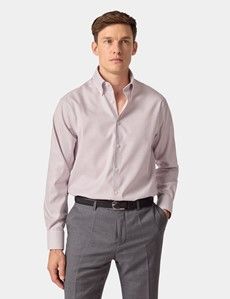 Classic Fit Red & White Check Pin Point Non-Iron Oxford Shirt