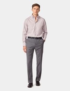 Classic Fit Red & White Check Pin Point Non-Iron Oxford Shirt