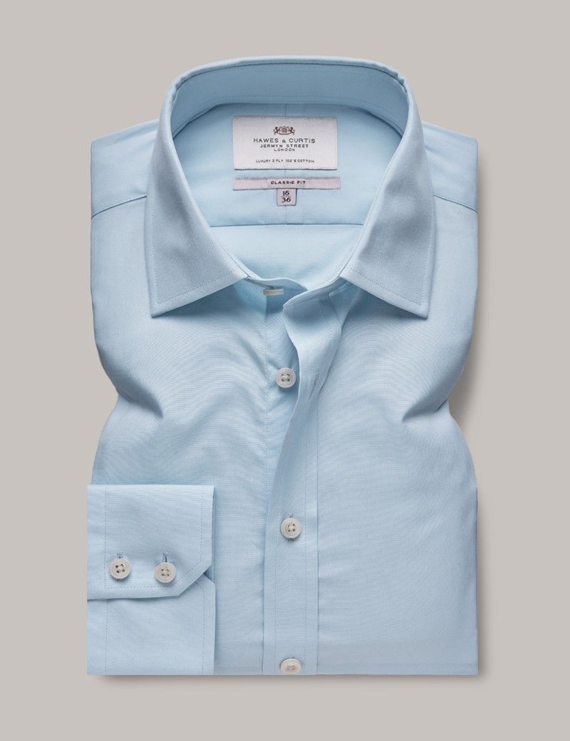 Classic Fit Blue Poplin Shirt-preview