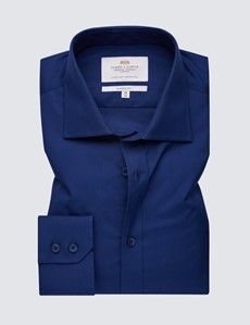 Classic Fit Navy Poplin Shirt-preview1