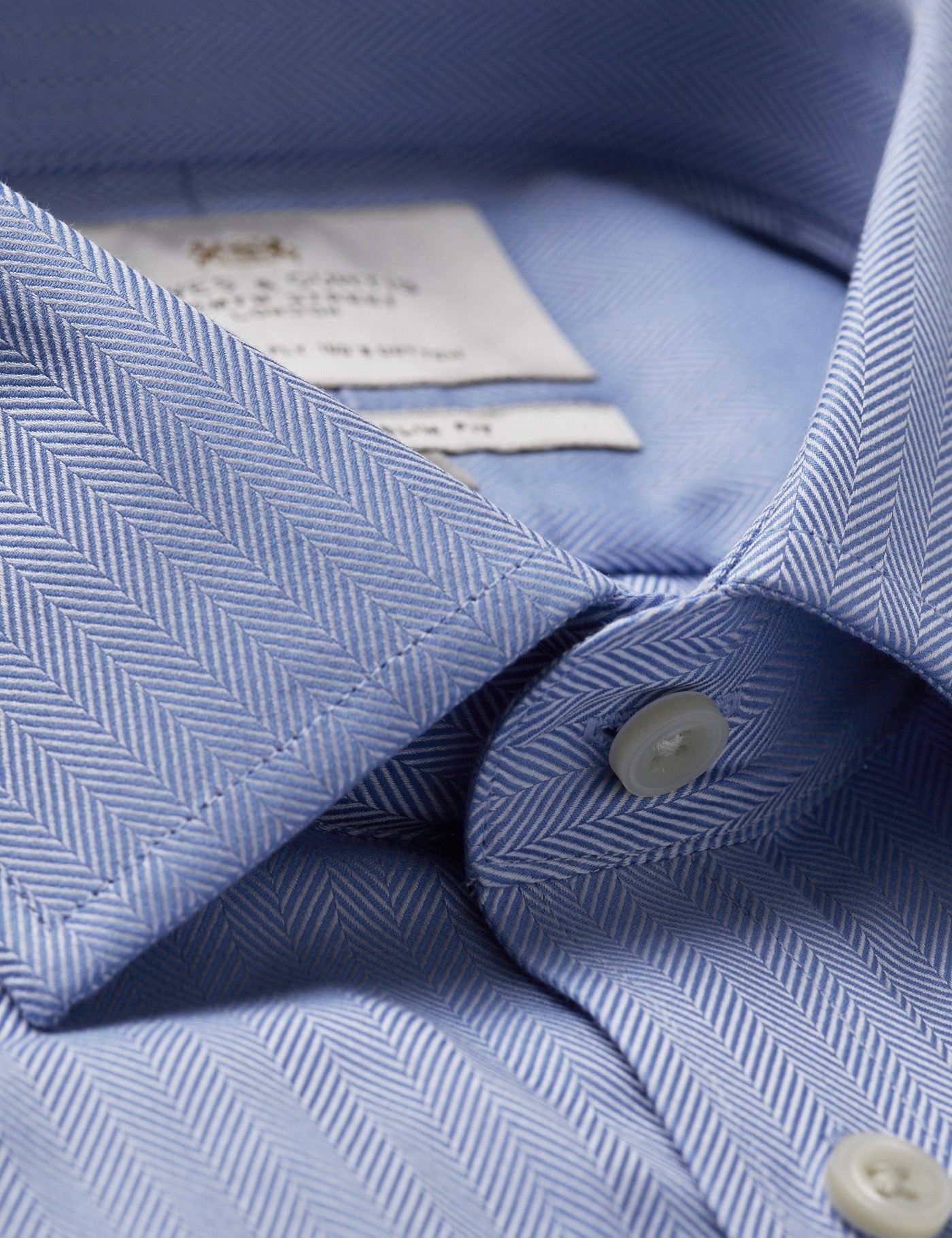 Classic Fit Blue Herringbone Shirt