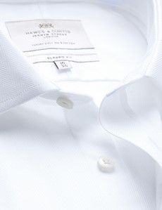 Classic Fit White Herringbone Shirt