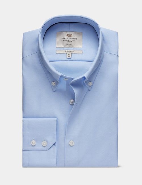 Non-Iron Blue Pin Point Oxford Shirt - Button Down Collar - Classic Fit-preview