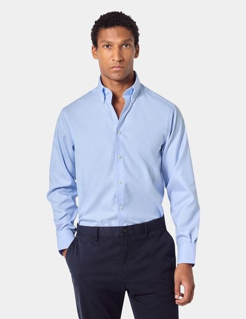 Non-Iron Blue Pin Point Oxford Shirt - Button Down Collar - Classic Fit