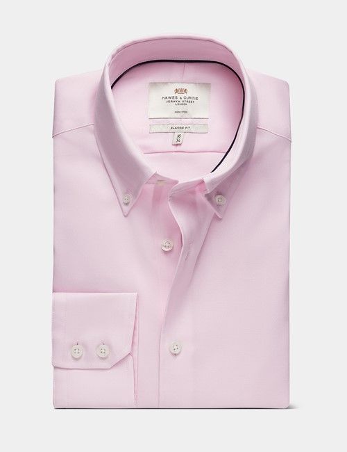 Non-Iron Pink Pin Point Oxford Shirt - Button Down Collar - Classic Fit-preview