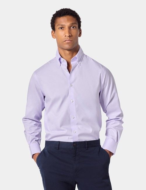 Non-Iron Lilac Pin Point Oxford Shirt - Button Down Collar - Classic Fit
