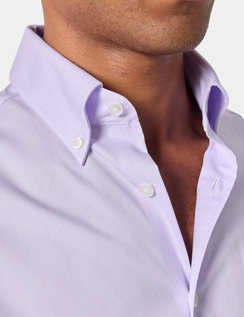 Non-Iron Lilac Pin Point Oxford Shirt - Button Down Collar - Classic Fit-preview